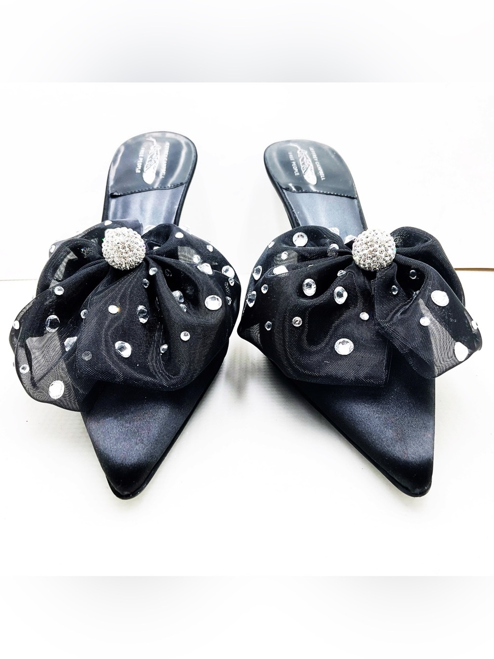 🆕{Jeffrey Campbell} Party Crasher Bow Pointed-Toe Crystal Mules - Picture 5 of 16